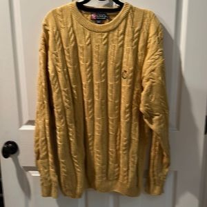 Chaps size large mustard, colored crewneck cable sweater